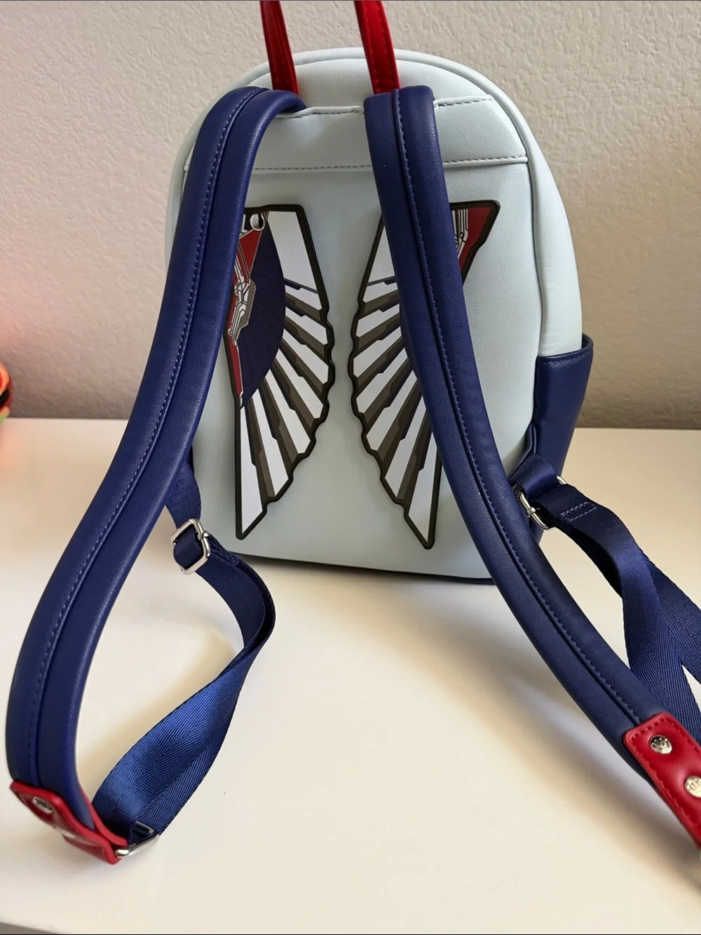 Loungefly Kids Red, White & Blue Falcon and Winter Soldier Shield Mini Backpack